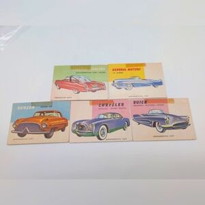 1954 Topps Car Card Set 5 Prototypes Hudson, GM, Lincoln Buick Chrysler